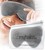 MyHalos Augenmaske bei Trockenen Augen - Wärmebrille Augen - Mikrowellenaktivierung - Augenmaske wärmend gegen Lidrandentzündung, Gerstenkorn und MGT - Inkl. Verstellbarem Halteband und Transporthü