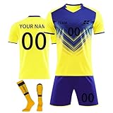 Football Jersey T-Shirt Shorts Socken, Personalisierte Fußball Trikot Kinder, Fussball Jersey Trainingstrikots für Junge Herren (DE/NL/SE/PL, Alter, Einheitsgröße, Regular, 3)