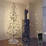 HiLight LED Weihnachtsbaum 180 cm braun - mit 296 warmweißen LEDs und Schneedeko - Christbaum/Tannenbaum für Außenbereich geeignet - Zweige und Äste biegsam - inkl. M