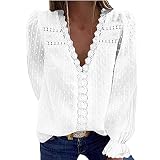 V-Ausschnitt Bluse Damen Spitze Damen Oberteile V-Ausschnitt Tops Herbst und Winter Damen T-Shirt Eleg