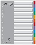 VON Leitz 10er Pack 12-teiliges Register A4, Blanko Trennblätter für Ordner, Extra breit, 100 % Recycling-Karton, 11-Loch-Universalregister, Mehrfarbig, 13010000
