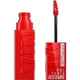 Maybelline New York flüssiger Lippenstift, Liquid Lipstick mit 16 Stunden Halt und glänzendem Finish, Super Stay Vinyl Ink, Nr. 25 Red Hot, 4,2