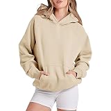 Generisch Sweatshirt Damen Oversized Sweatpullover Damen Langarmshirt Hoodie Laufweste Jogginganzug Trainingsanzug Sporttop Kapuzenpullover Langarmshirt Longsleeve Herbst Kapuzenpulli Outw