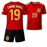 Gokaynex Yamal #19 Trikot Kinder Set – Spanien Heim Fan Trikot mit Shorts inspiriert vom 2023 Erfolg – Fußball Trikot für Kinder – Jugendgrößen 128
