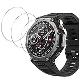 GEEMEE 3 Stück für Huami Amazfit T-Rex 3 Panzerglas Schutzfolie, Wasserdichtes Gehärtetes Glas Folie, 9H Displayschutz HD Anti-Kratzen Displayschutzfolie, Bruchsicher Blasenfreie Display