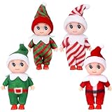4 Stück Mini-Puppe Elf Weihnachten Baby Winziger Weihnachtself für Mädchen und Jungen,Puppe Baby Elf im Regal Weihnachten Neuheit Spielzeug Puppen Elfen Baby Spielzeug für Weihnachten Neujahr Geschenk