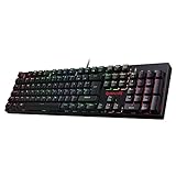 Redragon K582 Mechanische Gaming Tastatur, QWERTZ RGB Beleuchtete Gaming Keyboard Braune Schalter Tastatur, 100% Anti-Ghosting Ergonomische Mechanische Tastatur, Schw