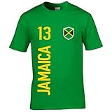 FanShirts4u Kinder Fanshirt Trikot Jersey Jamaika Jamaica T-Shirt inkl. Druck Wunschname u. Wunschnummer WM (9/11 Jahre 134-146 cm, Jamaica/Grün)
