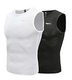Nepest Baselayer Herren Fahrrad Rennrad Unterhemd Kurzarm Rad Tanktop äRmelloses Atmungsaktive Mesh Superlight Fahrradtrikot äRmellos Men Cycling 2er Pack Schwarz+Weiß,M