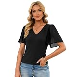 Neue Faden gestrickt Casual Vielseitige Top Fliegende Ärmel V-Ausschnitt Europäische und amerikanische Mode Frauen Frühling Sommer Herbst T-Shirt Rock