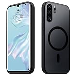 Tawarror Magnetische für Huawei P30 Pro Hülle, Kompatibel Mit Magsafe, Matt Transluzente Handyhüllefür P30 Pro PC Rückseite Kratzfest TPU Fallschutz Stoßfest Anti-Fingerabdruck Schutzhülle, Schw
