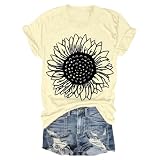 Damen-T-Shirt mit kurzen Ärmeln, elegantes Top, Rundhalsausschnitt, leicht, Bluse, Blumenmuster, kurviger Druck, einfarbig, modisch, lockere Bluse, Sommer, Damen, Übergröße, Basic-T-Shirt, beig