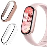KUSINHOKA 2 Stück Hard Hülle für Xiaomi Smart Band 10 mit Anti-Kratzen Schutzfolie, HD Klar Displayschutzfolie 360°Rundum Vollständige Abdeckung Stoßfest PC Schutzhülle, Transparent + R