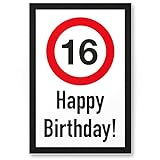 DankeDir! 16 Jahre Happy Birthday Schild - Geschenk 16. Geburtstag Geschenkidee Geburtstagsgeschenk Sechzehnten Geburtstagsdeko Partydeko Party Zubehör Geburtstagsk