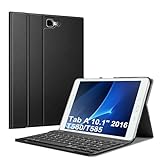 Fintie Tastatur Hülle für Samsung Galaxy Tab A 10,1 Zoll 2016 T580N/ T585N Tablet - Ultradünn leicht Schutzhülle mit magnetisch Abnehmbarer Drahtloser Deutscher Bluetooth Tastatur, Schw