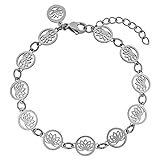 Purelei® Recognition Armband (Silber), Wasserfestes Damen Armband mit Lotusblütenverzierung, Elegantes Armband aus Edelstahl, Geschenke für Frauen,16-19 cm Länge verstellb