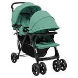 SKM Tandem-Zwillingskinderwagen Grün Stahl,Baby & Kleinkind,Babytransport,Kinderwagen,Grün,15.64KG,10352