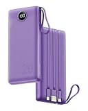 VRURC Powerbank 22.5W Schnelles Aufladen, 20000mAh Power Bank mit Kabel Tragbares Ladegerät USB C LED Display Externer Handyakkus Smartphone Kompatibel mit iPhone, Huawei, Samsung usw - L