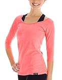 WINSHAPE Damen Fitness yoga 3 4 arm Shirt, Neon-coral, L EU