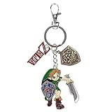 CosplayStudio Zelda Schlüsselanhänger mit Link, Hyrule Schild & Zelda Schriftzug aus M