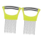 PartyKindom 2 Stück Zwiebelstift Helfer Cutter Multi Gemüsehobel Kartoffeln Slicer Fruchtschneider Zwiebelscheibenhalter Aus Edelstahl Zwiebelschneider Käseschneider Rostfreier Stahl G