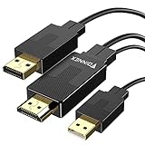 HDMI auf DisplayPort Kabel, 2M HDMI zu DisplayPort Cable mit USB/Audio, 4K@60Hz HDMI in zu DP Out Adapter Kabel, Aktiv HDMI 1.4 to Display Port 1.2 für NS,Xbox One 360,PC,Dex Pad zu Monitor,TV 6.6FT
