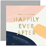 Old English Co. Abstrakte Hochzeitskarte mit Aufschrift 'Happily Ever After', Liebe, Innenseite blanko und Umschlag im Lieferumfang