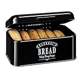 Granrosi Brotkasten - Retro-Brotbox mit Scharnierdeckel -platzsparende Aufbewahrungsbox für längeres und frischeres Essen - Brottopf - Brotaufbewahrung - Schw