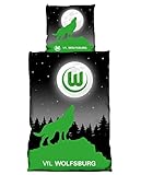 VFL Wolfsburg Bettwäsche Moon Glow in The Dark (Leuchteffekt) Bezug 135x200cm Kissen 80x80cm 100% Baumwolle (one Size) Limited E