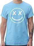T-Shirt Herren - Nerd Geschenke - Cooles Glitch Smiley Face - M - Hellblau - Tshirts für männer Tshirt zocker Gamer t Shirts nerdige Shirt geekshirt nerdgeschenk t-Shirts zocken - L190