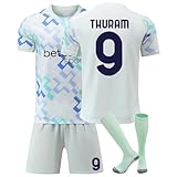 Fußball Trikot Kinder Erwachsene Nr.9 Nr.10 Nr.23 Football Trikot Set Blau Weiß Fußballtrikot, Football Kit for Kids Children Soccer Jerseys Football Strip for Jung