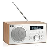 DAB+/FM Radio mit Bluetooth-August MB420-Digitales Küchenradio mit Holzgehäuse mit RDS-Funktion 60 Presets Hifi Lautsprecher 5W - Radiowecker mit Sleeptimer Alarm Snooze - USB/Aux-In/Aux-O
