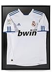 ACAZA Trikotrahmen 60x80 cm, Bilderrahmen für Fußballtrikot, Eishockey, Rugby-, NBA- und Radtrikot, Holz T-Shirt Frame mit Plexiglas, Schw