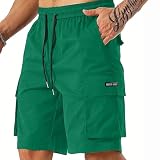 Generisch Stretch Baggy Kurze Hosen Herren mit Taschen Leichte Short Sommer Cargo Jeans Shorts Sport Gummizug Pyjama Jogginghose Kurz Net 3/4 Hose Baumwolle Kurzgrößen Trainingsanzug