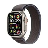 Apple Watch Ultra 2 (GPS + Cellular, 49 mm) Smartwatch mit robustem Titangehäuse und Trail Loop Armband (S/M) in Blau/Schwarz. Fitnesstracker, präzises GPS, extra Lange Batterielaufzeit, CO₂