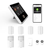 Mengshen WiFi Smart Alarm System 10-teiliges Kit, einschließlich 4,3-Zoll-Touchscreen-Alarmpanel, Türfenstersensor, Eingangssensor, Türklingelfernbedienung für die Sicherheit zu H