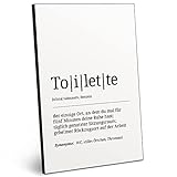 ARTFAVES® Worterklärung Toilette | Definition Bild schwarz-Weiss als Geschenk | Holzschild mit Spruch zum Thema Zuhause/B