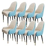 Moderne Esszimmerstühle 8er Set Mikrofaser Leder Küche Schlafzimmer Ehezimmer Balkon Sofa Stuhl Schminktisch Make up Stuhl (Color : Lake Blue+beige)