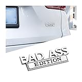 CGEAMDY Auto Bad Ass Edition Emblem, Geeignet Autoinnen Außendekoration oder Metall, Personalisierte Metallaufkleber Geeignet Auto-Emblem-Autoaufkleber(Silber-Schwarz)