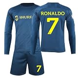 BOSSETY Trikot für Kinder und Erwachsene Al NASSR FC No.7 Fußball Trikot Heim/Auswärtstrikot Fussball Trikots Football Jersey Langarm Fußballtrikot Kinder, Shorts Fussball Set für Junge Herren Anzug