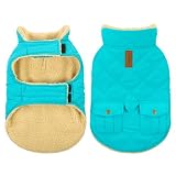 CITÉTOILE Wintermantel Hundemantel, Warme Winterjacken mit Fleece für Hunde,Hundejacke Hundekleidung Hundepullover Dog Coat mit Geschirr Loch für Chihuahua Dackel, Hellblau, S