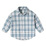 Generisch Kinder Kinder Kleinkind Kleinkind Baby Mädchen Langarm Baumwolle Kariertes Hemd Bluse Tops Outfits Kleidung Herren Langarmshirt (Light Blue, 12-18 Months)