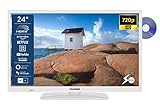 TELEFUNKEN XH24SN550MVD-W 24 Zoll Fernseher/Smart TV (HD Ready, HDR, Triple-Tuner, 12 Volt, DVD-Player) - 6 Monate HD+ inklusive [2023], Weiß