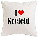 Kissenbezug I Love Krefeld 40cmx40cm aus Mikrofaser geschmackvolle Dekoration für jedes Wohnzimmer oder Schlafzimmer in Weiß mit Reiß