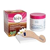 Veet Pure Zuckerpaste mit Vanilleblütenduft - Sugaring Paste für die Haarentfernung an Körper & Gesicht - 1 x 250 ml inkl. Holzspatel & S