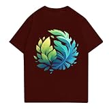 Herren Oberteil Hemder Male Herbst Kurzarm Plus Size Shirt Leicht Clubkleidung Hell Trikot Rundhals Tropischer Rot L