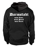 shirtloge - Darmstadt - Meine Liebe, Meine Heimat, Mein Verein - Fussball Fan Kapuzenpullover Hoodie - Größe M
