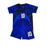 Kinder-Fußballtrikot, personalisierbar, für Jungen, kurze Jugenduniformen, Fans, Trikots für Jungen und Kinder, 22-23, blau, 14-16 J