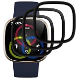 Beukei 3 Stück Panzer Schutz Glas für Fitbit Versa 3/Sense, Handyglas,[9H Härte][HD Klare][Blasenfrei][Anti-Kratzen] G