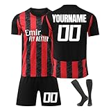 Personalisiert Fussball Trikot Kinder 2025/2026 Trikotset Home/Away Fußball Trikot DIY Name Nummer T-Shirt und Shorts Socken für Jungen/Erwachsene Fussball Geschenke Jung